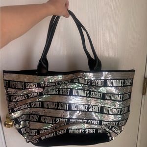 New! Victoria’s Secret large weekend travel bag in sassy Black & Silver sequins!